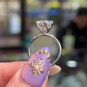 Vintage Tulip Engagement Ring: 14k Yellow Gold, 2.50 Carat Moissanite