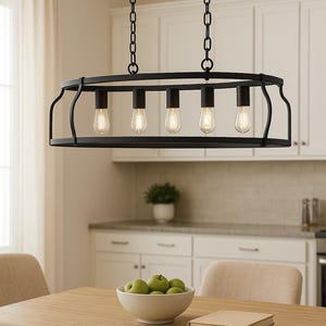Farmhouse Kitchen Island Light: Black Industrial Pendant Chandelier