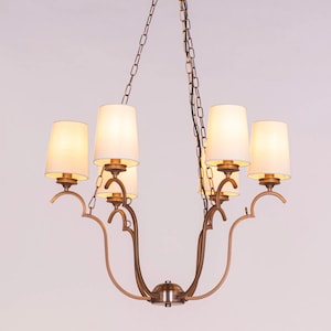 Bronze Brass Chandelier: Vintage 6-Light Dining Room Ceiling Lamp