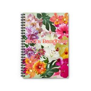 Pink Floral Spiral Notebook - Ruled Line, Bible Journal, Sermon Notes, Prayers, Shopping List, Girly Gift