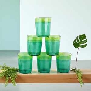 Colored Glass Tumbler Set: Lightweight Drinking Glasses, 310ml