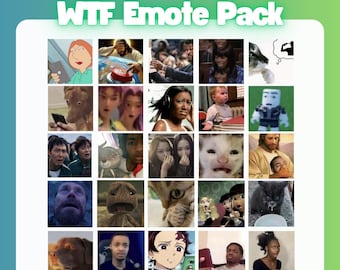 WTF 50 Emote Pack  | Funny Meme Emotes for Twitch, Discord, YouTube & TikTok | Instant Download, Transparent Background, 3 sizes