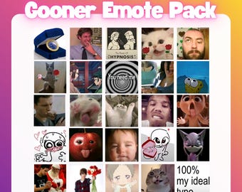 GOONERS 50 Emote Pack 2 | Funny Meme Emotes for Twitch, Discord, YouTube & TikTok | Instant Download, Transparent Background, 3 sizes