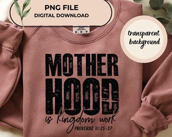 Pacchetto PNG sulla maternità, SVG con citazione cristiana per mamme, design per maglietta con Proverbi 31