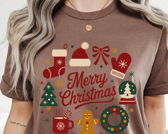 Retro Christmas PNG Doodle Collage Christmas Tree Hot Chocolate Coquette Preppy Bow Santa Distressed grunge candy cane Gingerbread Country