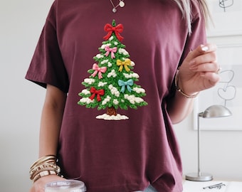 Merry Christmas Yarn Tree PNG,  Knitted Holiday Sublimation, Faux Crochet Coquette, Cozy Christmas Digital Download For Crafters