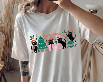 Meowy Christmas Png, Xmas Cat Png, Happy New Year Png, Cat Lovers Png, Christmas Cat Png, Cute Cats with Santa Claus Hat Png Design