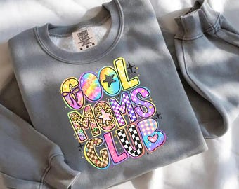 Retro Moms Club PNG, design colorato per sublimazione (download digitale)