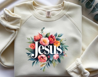 Jesús floral PNG, diseño de flores cristianas, sublimación de camisetas de fe, descarga de PNG religioso