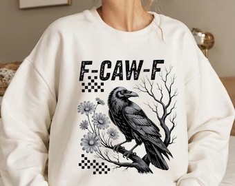 F-Caw-F Png, schwarze Krähe F-Caw-F Png, lustiger schwarzer Vogel Png, Krähe Png, Rabe Png, digitaler Download, Sofort-Download