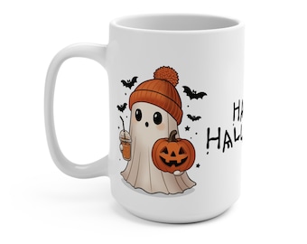 ハロウィンゴーストセラミックマグ | 不気味なパンプキンコーヒーカップ