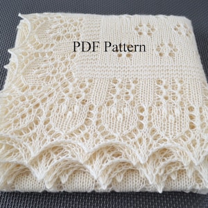 Tuch mit Motiv Waldlichtung. Lace Wrap, Schal, Babyschal, Taufschal. Origineller Entwurf. PDF Schnittmuster. In englisch. Nur DEU