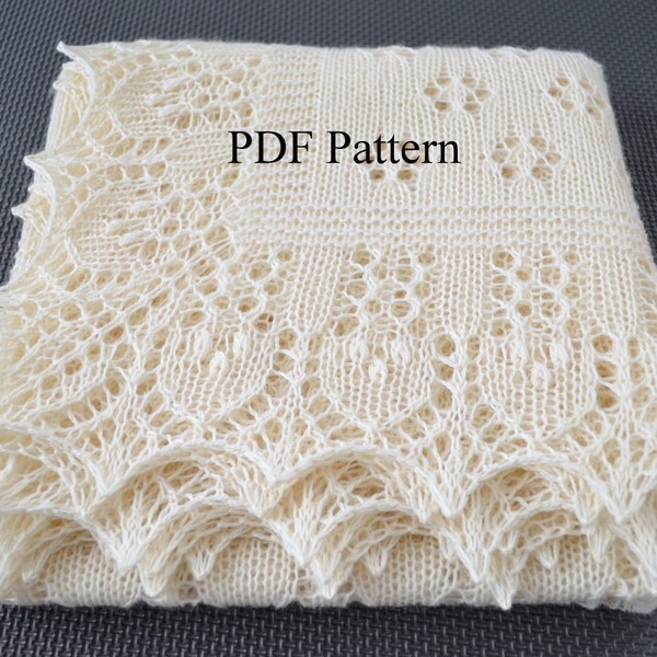 Shawl pattern "Forest Glade". Lace Wrap, Scarf, Baby shawl, Christening shawl. Original design. PDF pattern. In English. LaceKnit design