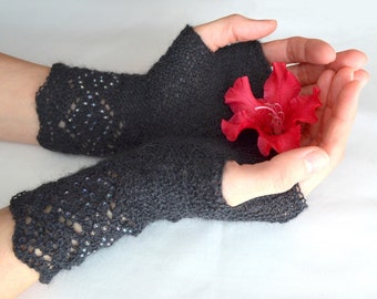 Knitting Pattern: "Mitts with Beads" - Beaded Lace Fingerless Mittens (Digital Pattern) ENG only