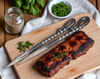 手鍛造鉄製フード串 | 素朴なバーベキューグリルスティック