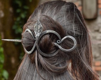 Handcrafted Leaf Hair Bun Holder | Rustic Updo Stick