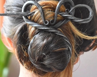 Handcrafted Swirl Hair Bun Holder - Decorative Updo Stick