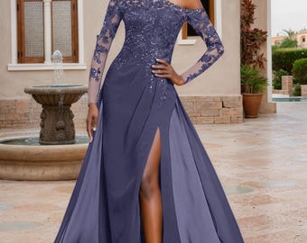 Plus Size Mother of the Bride Dresses - Mermaid Illusion Lace Chiffon Gown with Sequins