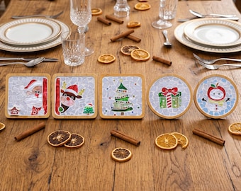 Kit para hacer posavasos navideños, regalo festivo de manualidades para las fiestas, decoración de mesa invernal hecha a mano.
