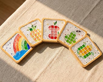 Kit fai da te per sottobicchiere a mosaico, idea regalo in stile vetrata artistica, progetto di decorazione per la casa fatto a mano