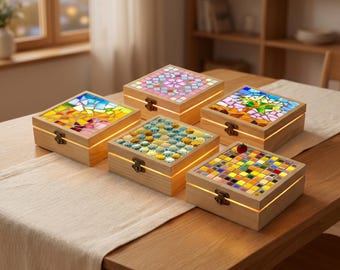 Kit fai da te per scatola portaoggetti a mosaico, progetto di scatola artigianale, regalo creativo per adulti, oggetto ricordo per la decorazione della casa
