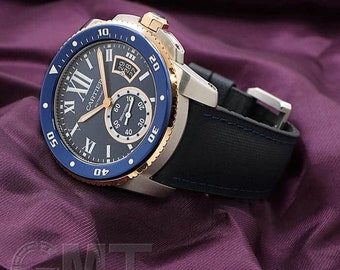 Reloj Cartier Calibre Diver de acero con bisel en oro rosa y azul de 42 mm