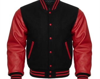Varsity Letterman Unisex Jacket- Wool & Leather Bomber Style Baseball College Retro Sports Team - Classic Street Wear, Gift Jacket