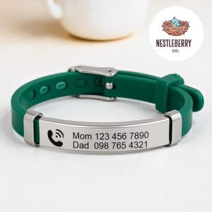 Personalized Kids ID Bracelet - Engraved Phone Number - Silicone Anti-Lost Bracelet for Children