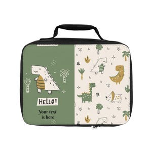 Dinosaur Lunch Bag for Kids, Fun Insulated Lunchbox, Back to School, Personalized Soft Lunchbox, Cute Food Containers with Custom Text