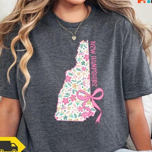 New Hampshire Map Shirt: Floral State Outline Graphic Tee