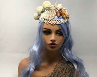 Meerjungfrau-Krone mit Perle stirnschmuck, echten Muscheln und Perlen