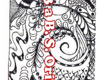 Instant PDF Download Coloring Page of Hand Drawn Intricate Zendoodle Zentangle Inspired Tags #17 & #18