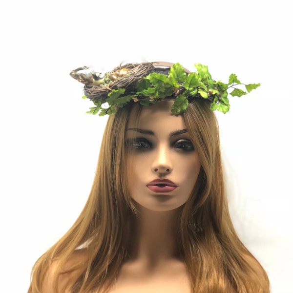 Bird and Nest Flower crown, floral headpiece, headband, renaissance flower crown, wedding, photo prop, cosplay, hair, wood nymph, woodland