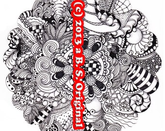 Instant PDF Download Coloring Page of Hand Drawn Intricate Zendoodle Zentangle Inspired Mandalas #02