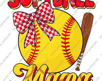 Retro Softball Mama Design, Game Day Softball Coquette Bow File Digital, Softball Sports Mom Trendy Gift