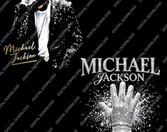 MJ King of Pop Music Legend Design – Vintage Pop Icon Inspirerad Grafisk Fil PNG – Dubbelsidig Musik Bionic Fan Digital Nedladdning