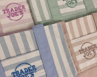 Mini bolsas de lona decoradas con brillantes de Trader Joe's - Hechas a mano
