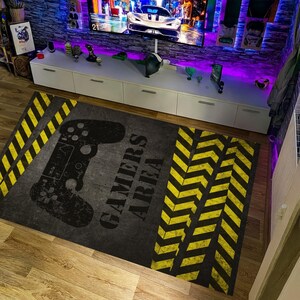 Grunge Game Controller Rug: Non-Slip Gamer Room Decor