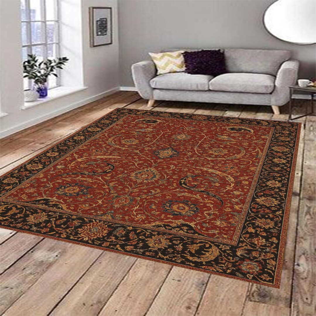 Persian Style Red Vintage Rug – Ornate Floral Pattern Carpet ...