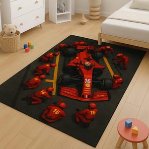 F1 Racing Kids Rug: Formula Car Room Decor