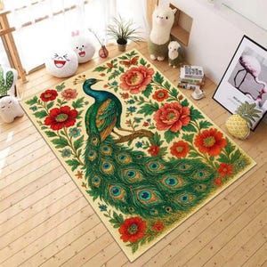 Carpette en plumes de paon : décoration intérieure élégante inspirée de la nature
