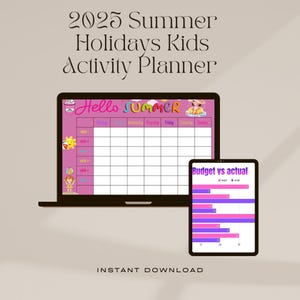 Summer Holidays Kids Activity Planner | Printable 6-Week Schedule & Budget Tracker | PDF Instant Download