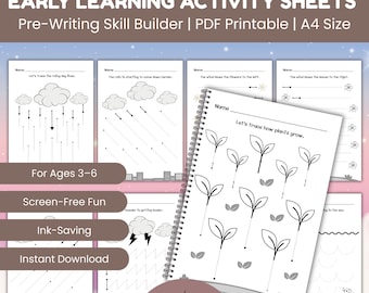Preschool and Kindergarten Tracing Worksheets PDF — 10 Pages of Line Tracing, Prewriting Practice, Early Writing Skills, Fine Motor Practice