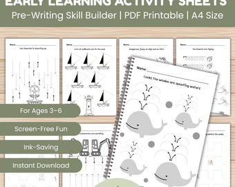 Preschool and Kindergarten Tracing Worksheets PDF — 10 Pages of Line Tracing, Prewriting Practice, Early Writing Skills, Fine Motor Practice
