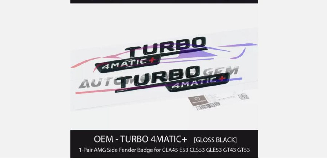 OEM TURBO 4MATIC+ Plus AMG Fender Emblem Badge MATTE BLACK Mercedes
