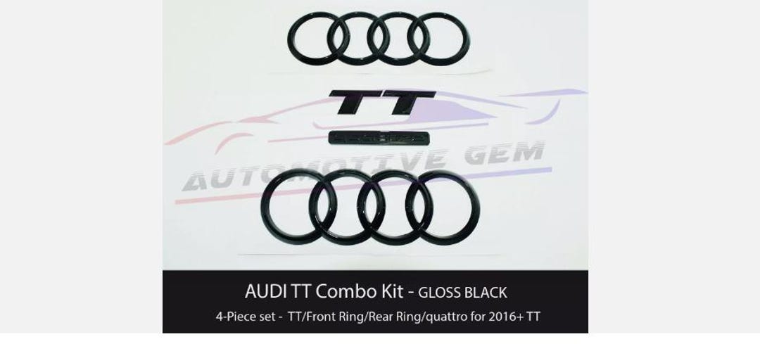 thumbnail image 2 of ⚫ Genuine Audi TT Gloss Black Emblem Kit – Hood & Trunk Rings + S Line Quattro Badges – 2016+ Direct Fit 2 of 6