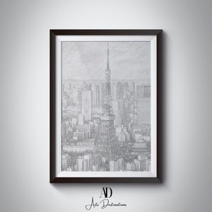 Tokyo Tower Pencil Sketch – Vintage Japan Printable Wall Art