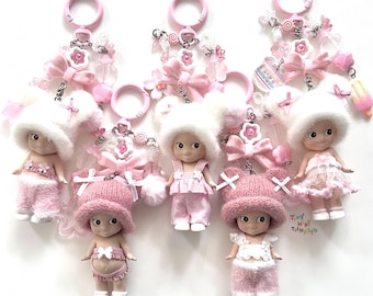 sonny angel pink beanie winter charms beaded keychain