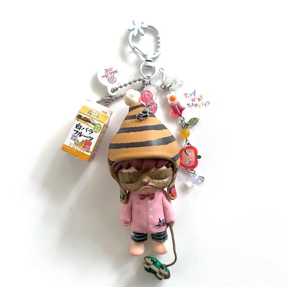 Hirono Popmart Beaded Charm Keychain - Etsy
