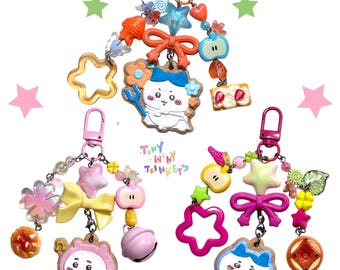 Llavero con cuentas y dije para bolso Chiikawa